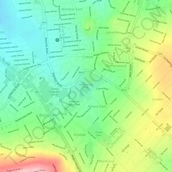 Darrenwood Park topographic map, elevation, terrain