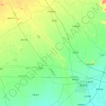 柳河 topographic map, elevation, terrain