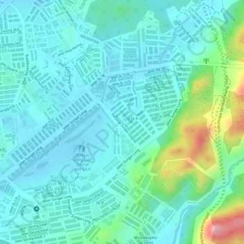 Bandar Sungai Long SL6 Park topographic map, elevation, terrain