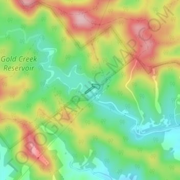 Gold Creek Dam topographic map, elevation, terrain