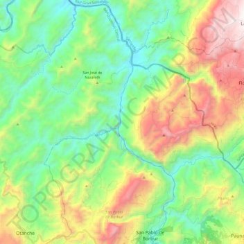Minero topographic map, elevation, terrain