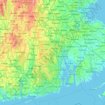 Rhode Island Topographic Map Providence Topographic Map, Elevation, Relief