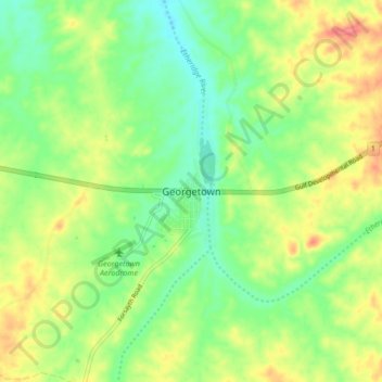 Georgetown topographic map, elevation, relief