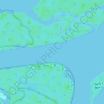 Southern Moreton Bay Islands topographic map, elevation, relief