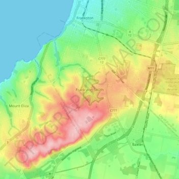 Map Of Frankston South Frankston South Topographic Map, Elevation, Relief