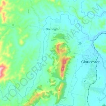 Barrington Topographic Map, Elevation, Relief