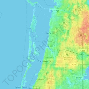 Map Of Clearwater Beach Clearwater Topographic Map, Elevation, Relief