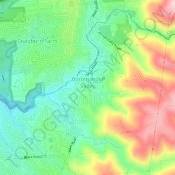 Coromandel Valley topographic map, elevation, relief