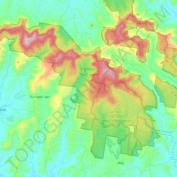 Nightcap National Park Map Nightcap National Park Topographic Map, Elevation, Relief