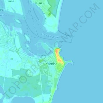 Yamba topographic map, elevation, relief