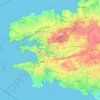Finistère topographic map, elevation, relief