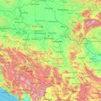 Serbia Topographic Map Elevation Relief