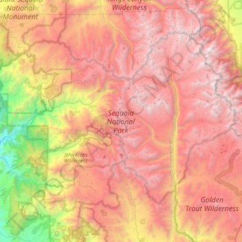 Sequoia National Park Elevation Map Sequoia National Park topographic map, elevation, relief