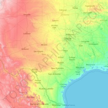 Topographic Map Of Texas Texas Topographic Map, Elevation, Relief