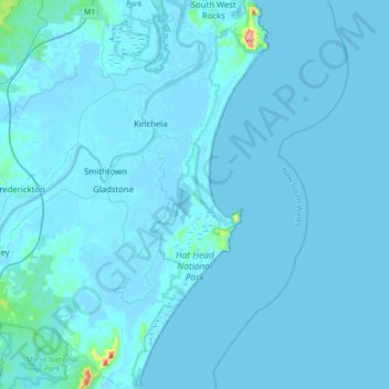 Hat Head Park Map Hat Head National Park Topographic Map, Elevation, Relief