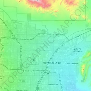 Las Vegas topographic map, elevation, relief