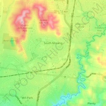 Map Of South Morang South Morang Topographic Map, Elevation, Relief