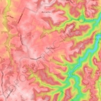 Galston topographic map, elevation, relief