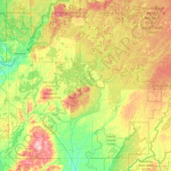 Sawyer County Gis Map Sawyer County Topographic Map, Elevation, Relief