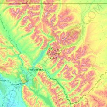 Glacier National Park Topographic Map Glacier National Park Topographic Map Elevation Relief