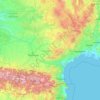 Occitanie topographic map, elevation, relief