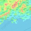 Shanwei topographic map, relief, elevation