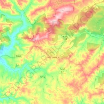 Mirboo North topographic map, elevation, relief