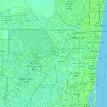 Map Of Broward County Broward County Topographic Map, Elevation, Relief