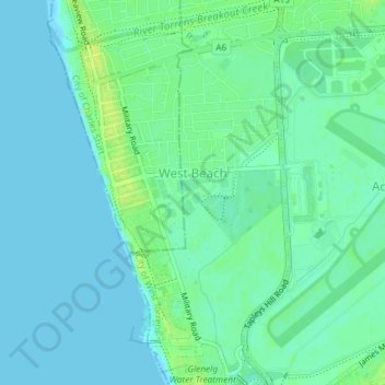 West Beach topographic map, elevation, relief