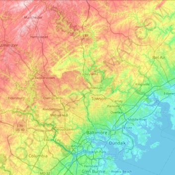 Baltimore County Property Lines Baltimore County Topographic Map, Elevation, Relief