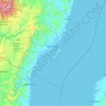 San Carlos City Map San Carlos Topographic Map, Elevation, Relief