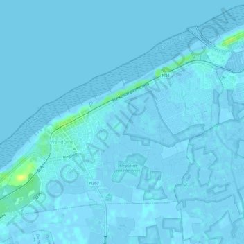 Wenduine topographic map, elevation, relief