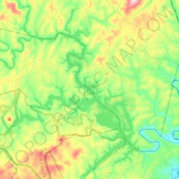 Philpott Lake Fishing Map Philpott Lake Topographic Map, Elevation, Relief