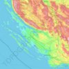 Zadar County topographic map, elevation, relief