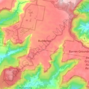 Budderoo topographic map, elevation, relief