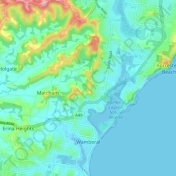 Map Of Wamberal Nsw Wamberal Topographic Map, Elevation, Relief