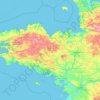 Bretagne topographic map, elevation, relief