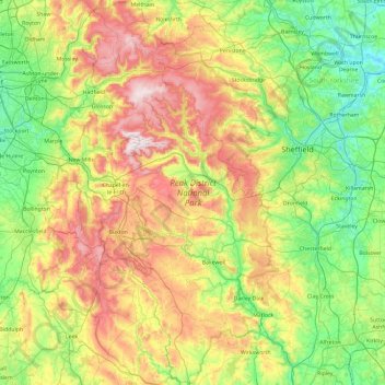 Map Of Peak District Peak District National Park Topographic Map, Elevation, Relief