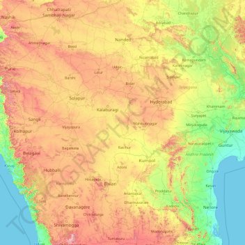 Krishna River In India Map Krishna River Topographic Map, Elevation, Relief