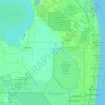 Map Of Palm Beach County Palm Beach County Topographic Map, Elevation, Relief