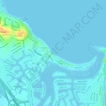 Topographic Map Sunshine Coast Mooloolaba Beach Topographic Map, Elevation, Relief