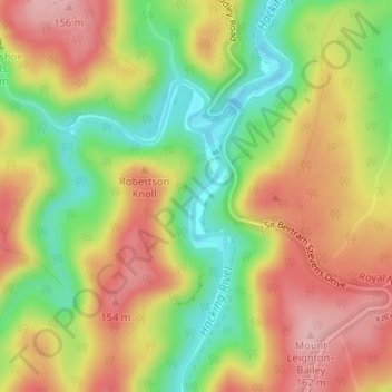 Hacking River topographic map, elevation, relief