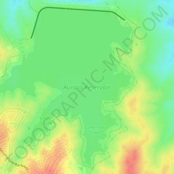 Map Of Aurora Reservoir Aurora Reservoir Topographic Map, Elevation, Relief